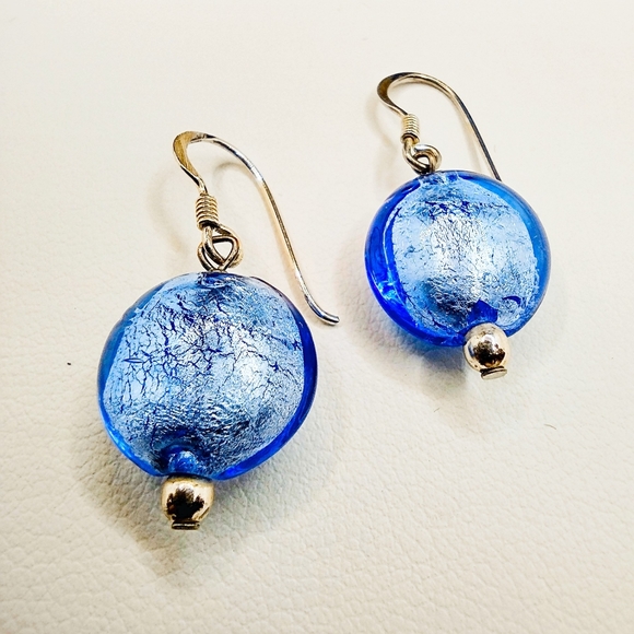 COPY- BLUE MURANO GLASS EARRINGS REAL VENICE GLASS - Picture 10 of 10
